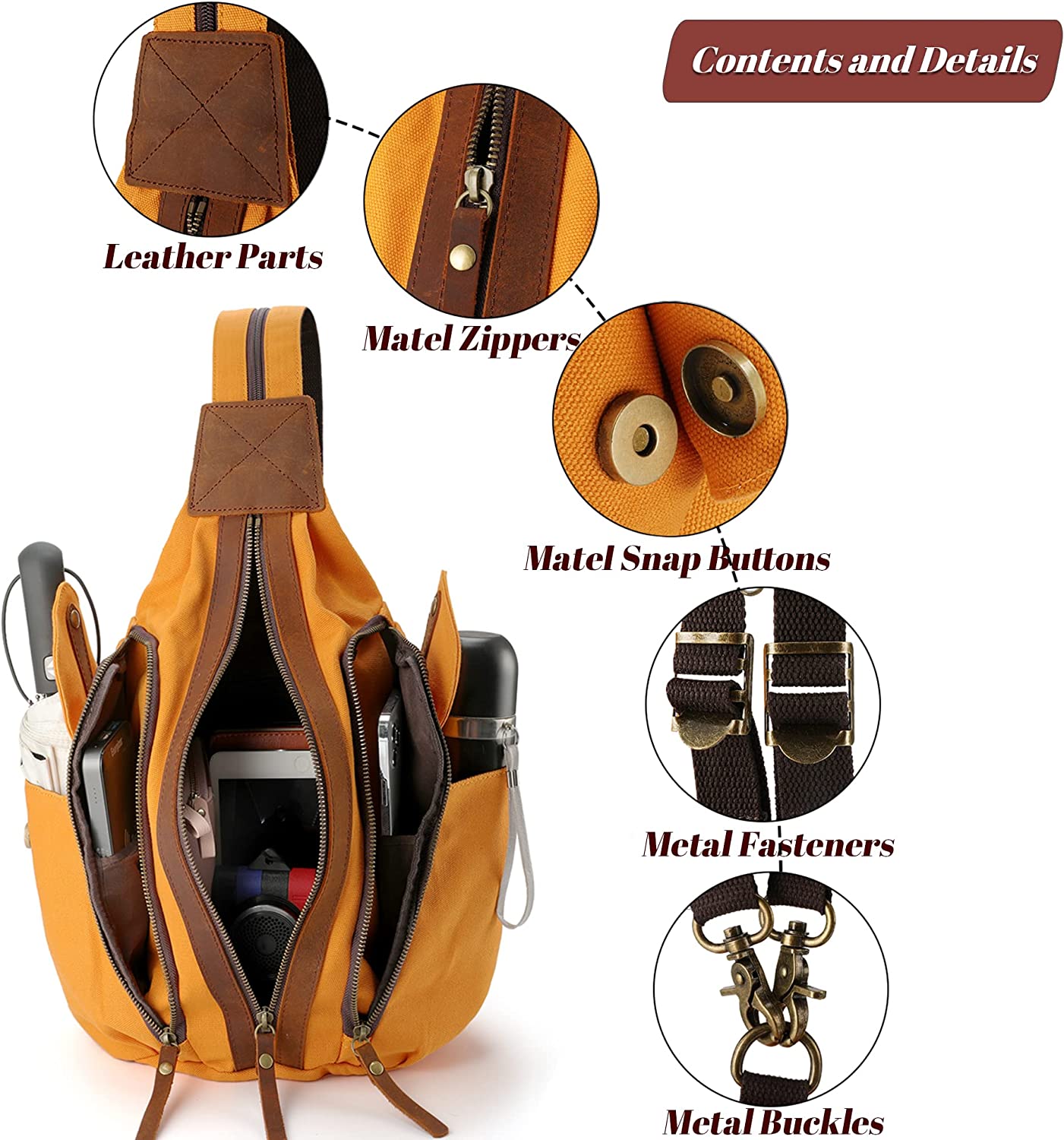 Jannloe Canvas Sling Bag Small Crossbody Backpack for Women Men Casual Shoulder Daypack Outdoor Rucksack Hiking Travel - Image 5